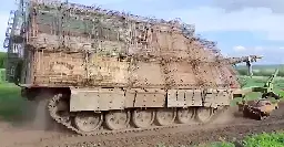 New Russian Turtle Tank With Cage-Like Armor Emerges On Ukrainian Battlefield