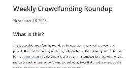Weekly Crowdfunding Roundup: November 19 2023