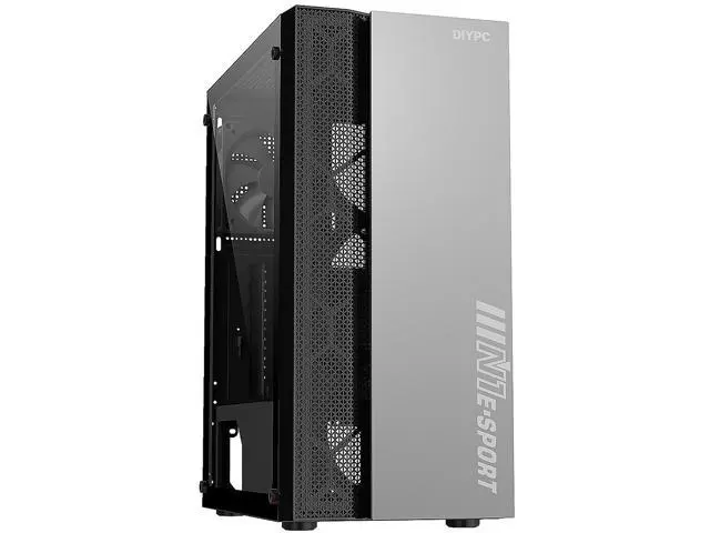 DIYPC DIY-S08-BK Black USB 3.0 Steel / Tempered Glass ATX Mid Tower Computer Case, 1 x 120mm Fan x Rear (Pre-Installed) - Newegg.com