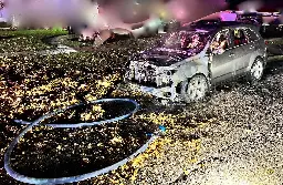 SUV bursts into flames after driver parks it on pile of leaves, Illinois officials say
