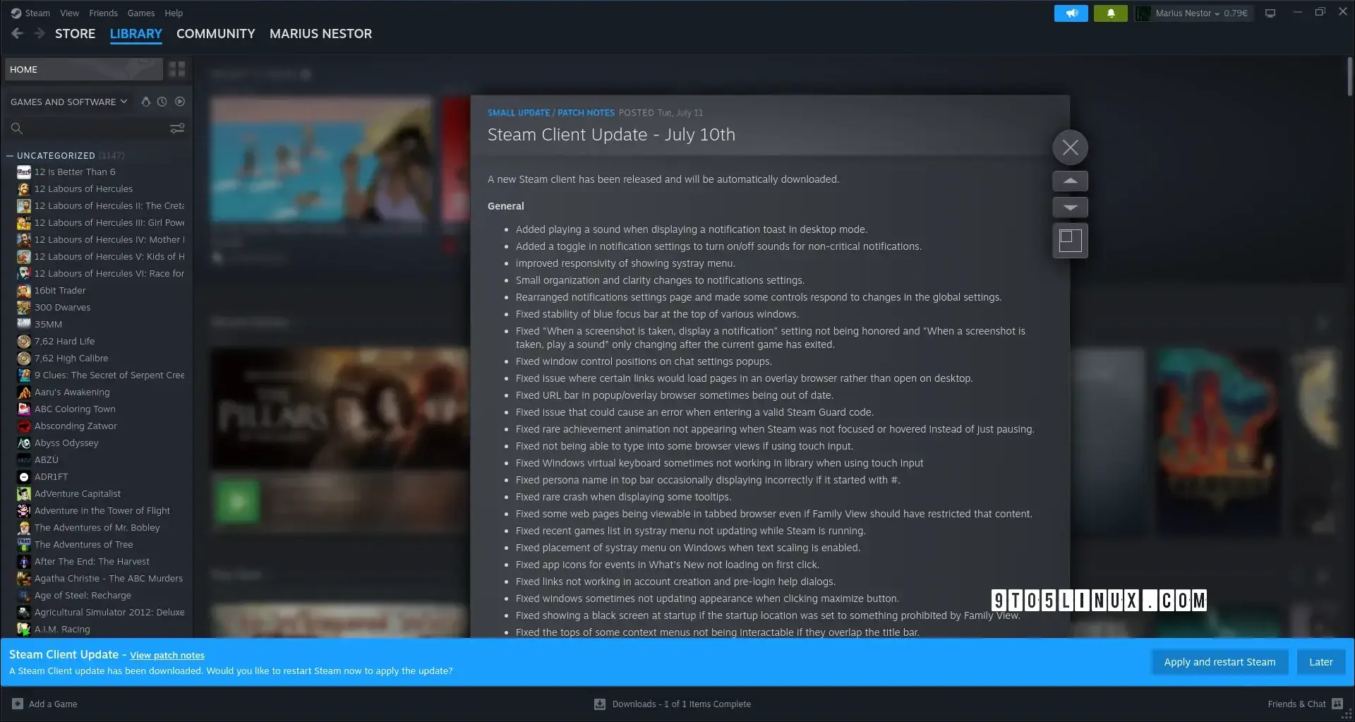 New Steam Client Stable Update Fixes UI Issues on Linux for Intel/AMD Users - 9to5Linux