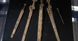 4 Roman-era swords discovered after 1,900 years in Dead Sea cave: "Almost in mint condition"