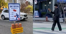 "Bricks" placed in Vancouver to help pedestrians safely use a crosswalk | Urbanized