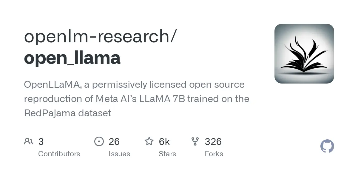 GitHub - openlm-research/open_llama: OpenLLaMA, a permissively licensed open source reproduction of Meta AI’s LLaMA 7B trained on the RedPajama dataset