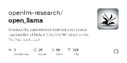 GitHub - openlm-research/open_llama: OpenLLaMA, a permissively licensed open source reproduction of Meta AI’s LLaMA 7B trained on the RedPajama dataset