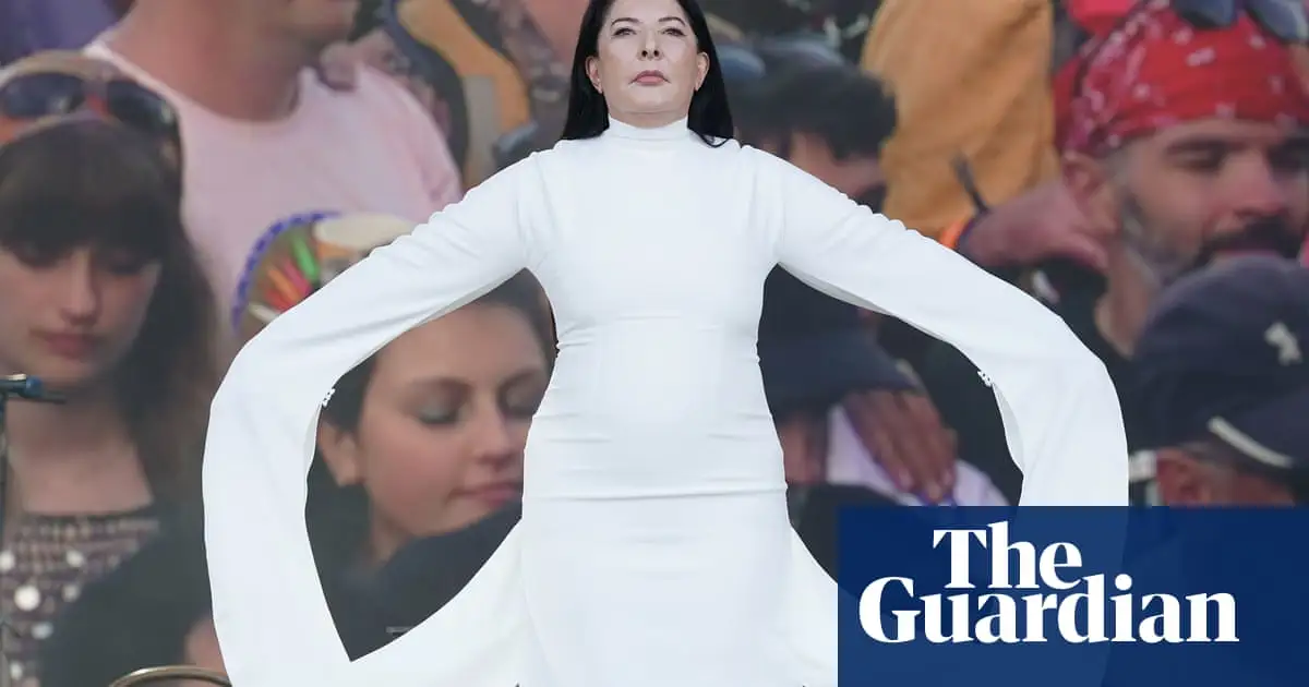 ‘Give unconditional love to each other’: artist Marina Abramović silences Glastonbury for seven minutes