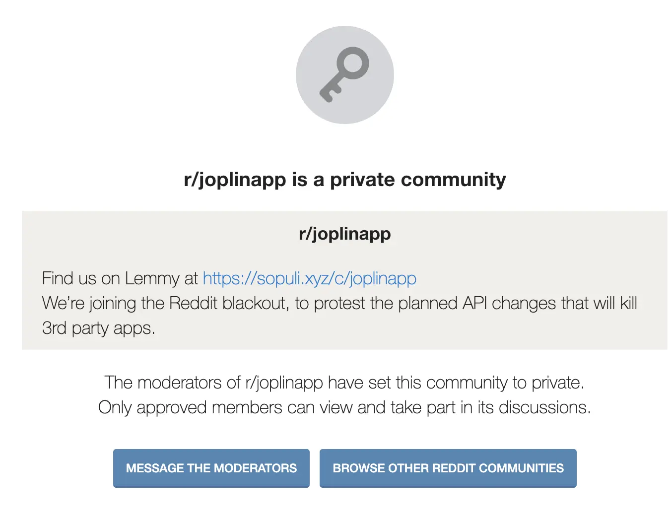 The Reddit blackout has started for /r/joplinapp - Sopuli