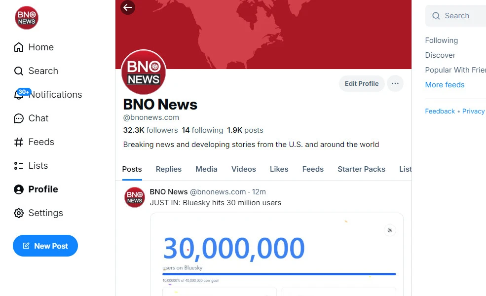 Twitter alternative Bluesky hits 30 million users - BNO News