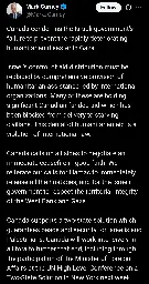 Mark Carney Tweet with the following text:

Canada condemns the Israeli government’s failure to prevent the rapidly deteriorating humanitarian disaster in Gaza.

Israel’s control of aid distribution must be replaced by comprehensive provision of humanitarian assistance led by international organizations. Many of these are holding significant Canadian-funded aid which has been blocked from delivery to starving civilians. This denial of humanitarian aid is a violation of international law.

Canada calls on all sides to negotiate an immediate ceasefire in good faith. We reiterate our calls for Hamas to immediately release all the hostages, and for the Israeli government to respect the territorial integrity of the West Bank and Gaza. 
 
Canada supports a two-state solution which guarantees peace and security for Israelis and Palestinians. Canada will work intensively in all fora to further that end, including through the participation of the Minister of Foreign Affairs at the UN High-Level Conference on a Two-State Solution in New York next week.