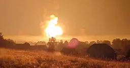 Ukrainian drone attack triggers huge blasts at Russian ammo depot