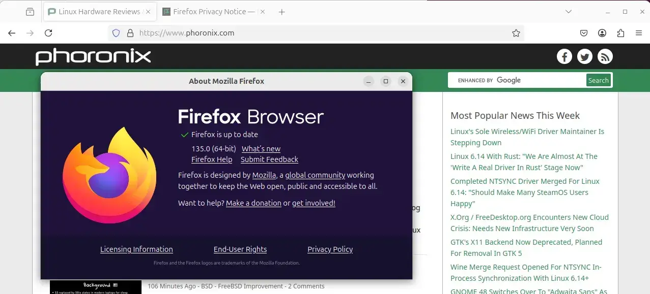 Firefox 135 Published With Safeguards To Prevent Overwhelming The Back History