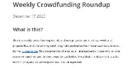 Weekly Crowdfunding Roundup: December 17 2023