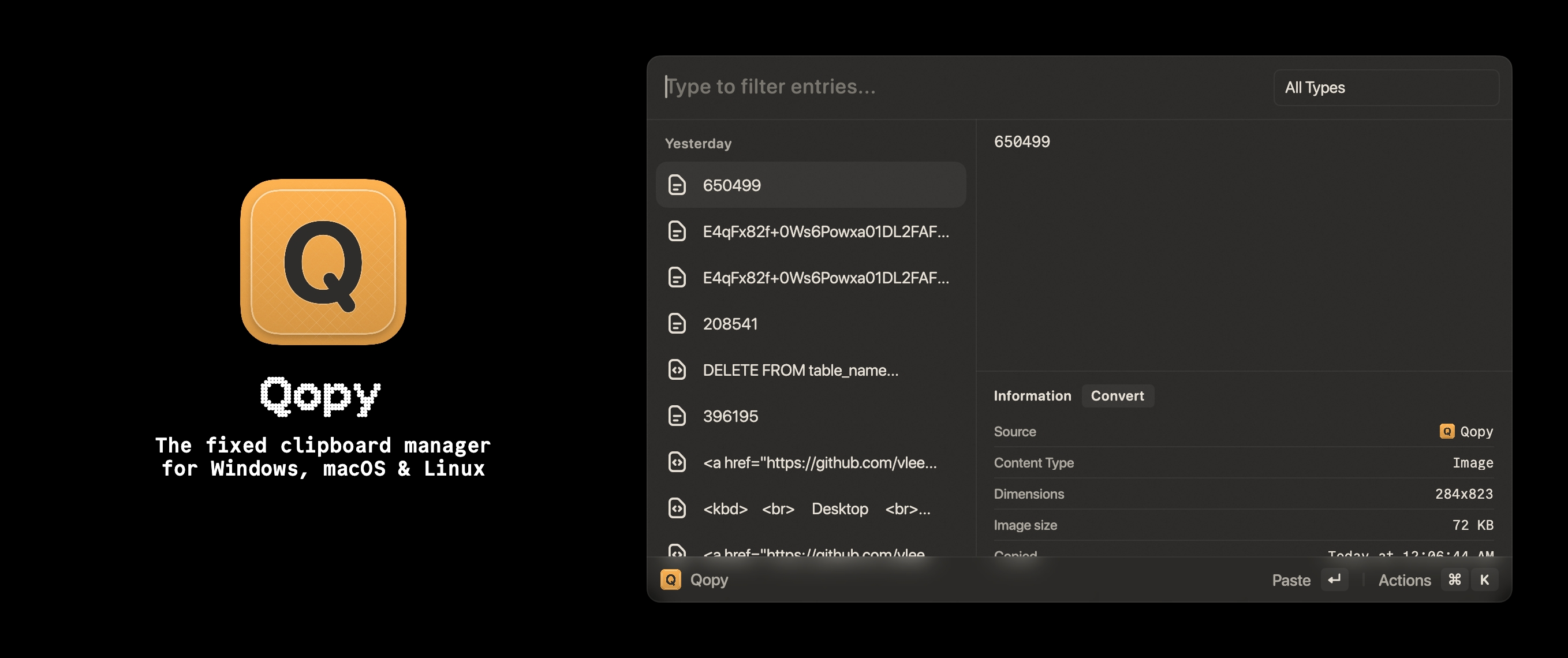 GitHub - 0PandaDEV/Qopy: The fixed clipboard manager for Windows, macOS & Linux