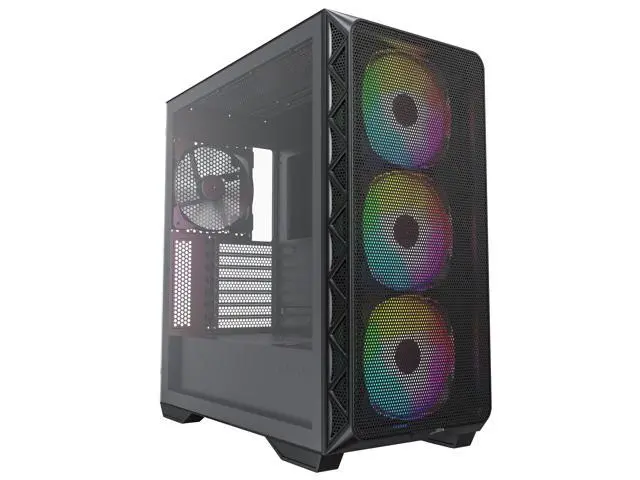 Montech AIR 903 MAX, E-ATX Mid Tower Case, High Airflow, 3x 140mm ARGB PWM & 1x 140mm PWM Fans Pre-installed, Tempered Glass Side Panel, Mesh Front, TYPE-C, Support 4090 GPUs, Black - Newegg.com