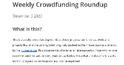 Weekly Crowdfunding Roundup: December 3 2023