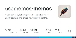 GitHub - usememos/memos: A privacy-first, lightweight note-taking service. Easily capture and share your great thoughts.