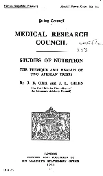 Paper - Studies of Nutrition: The Physique and Health of Two African Tribes. - 1931