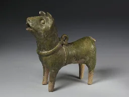 Chinese figure of a dog, lead glaze, 206 BCE-203 AD