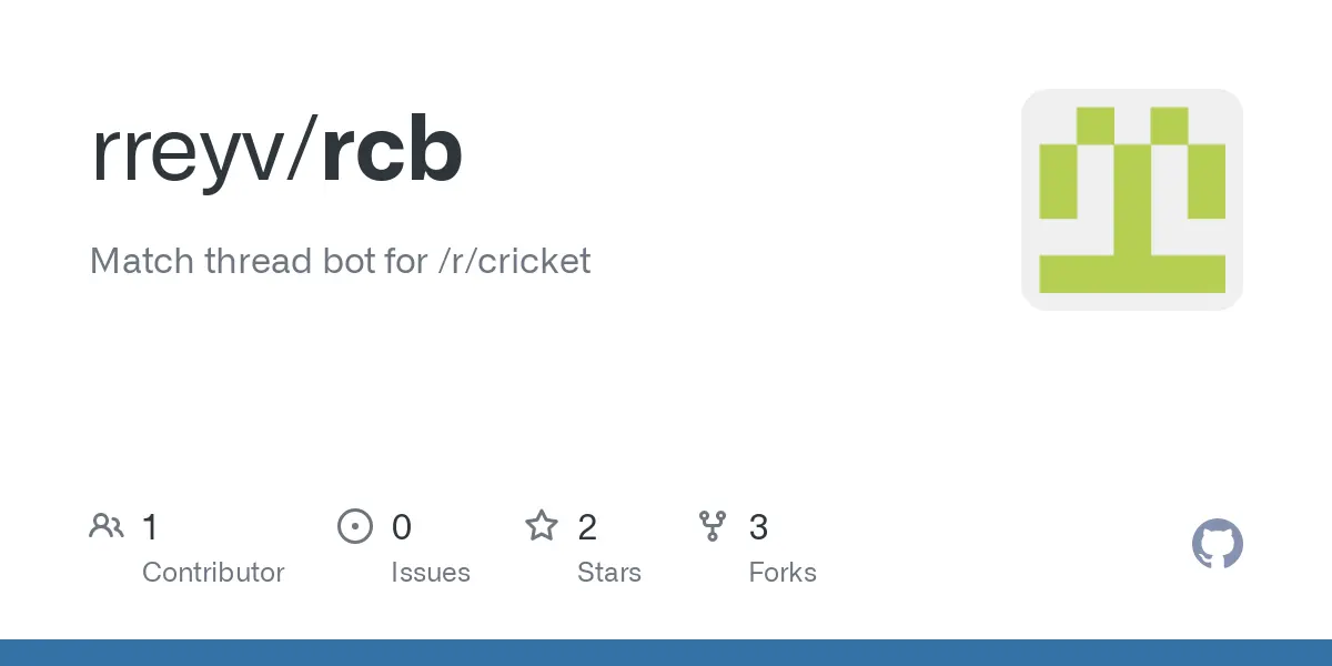 GitHub - rreyv/rcb: Match thread bot for /r/cricket