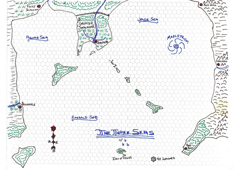 Sea Exploration Adventure – A Hex Crawl Through the Three Seas