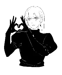 B/W drawing of Lilisen making a heart with her fingers.