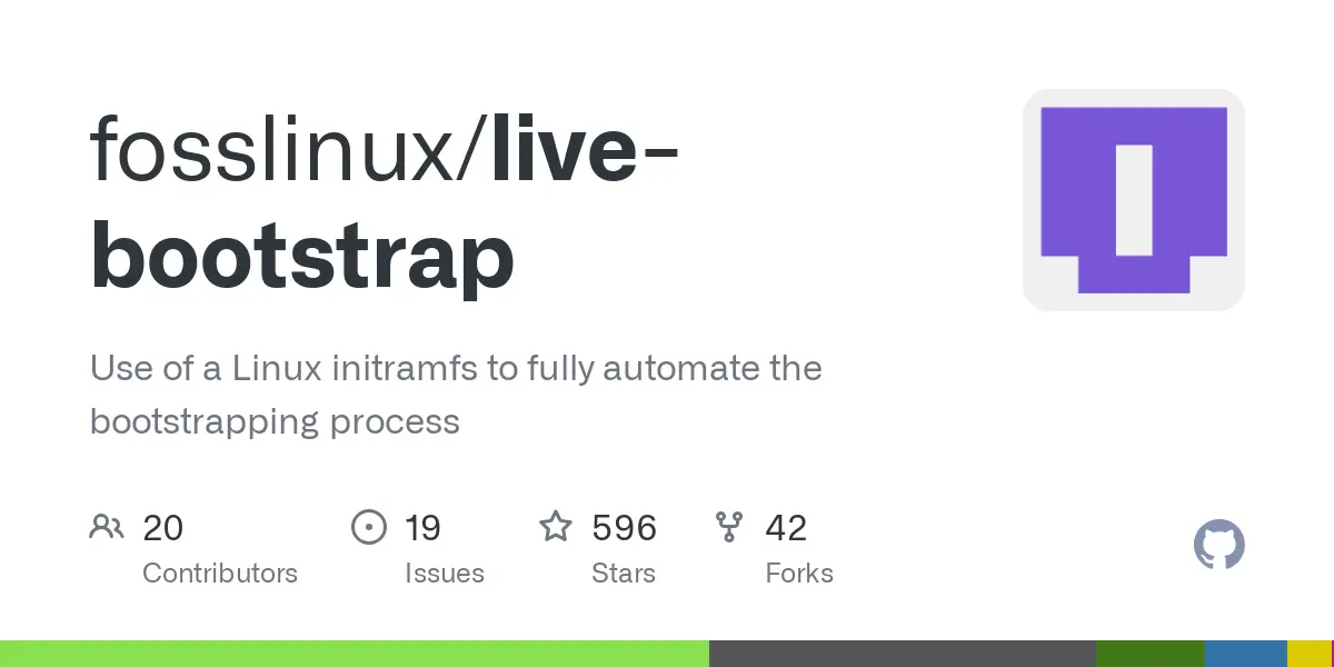 GitHub - fosslinux/live-bootstrap: Use of a Linux initramfs to fully automate the bootstrapping process