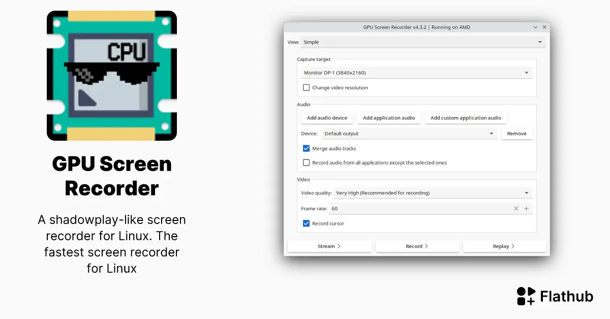Install GPU Screen Recorder on Linux | Flathub