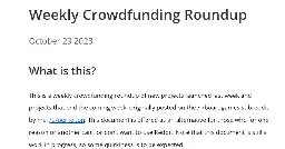 Weekly Crowdfunding Roundup: October 29 2023