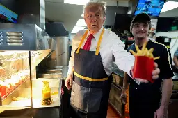 Trump works the fry station and holds a drive-thru news conference at a Pennsylvania McDonald’s