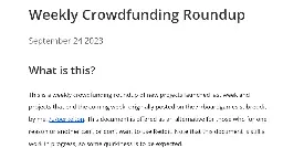 Weekly Crowdfunding Roundup: September 24 2023