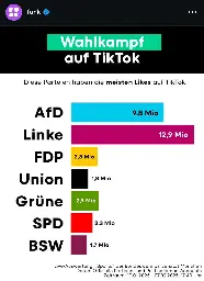 Die Linke hat die AfD bei den TikTok-Likes auf offiziellen Accounts überholt