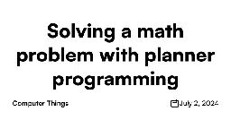 Solving a math problem with planner programming