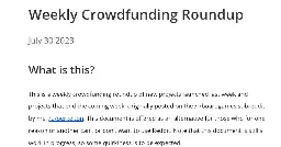 Weekly Crowdfunding Roundup: July 30 2023