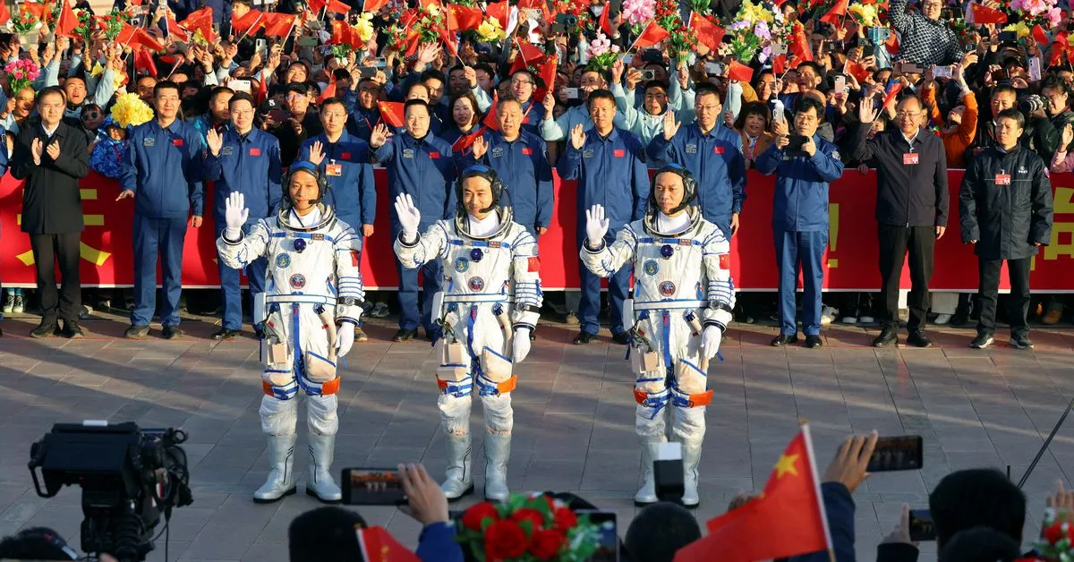 China's youngest-ever crew of astronauts heads to space station