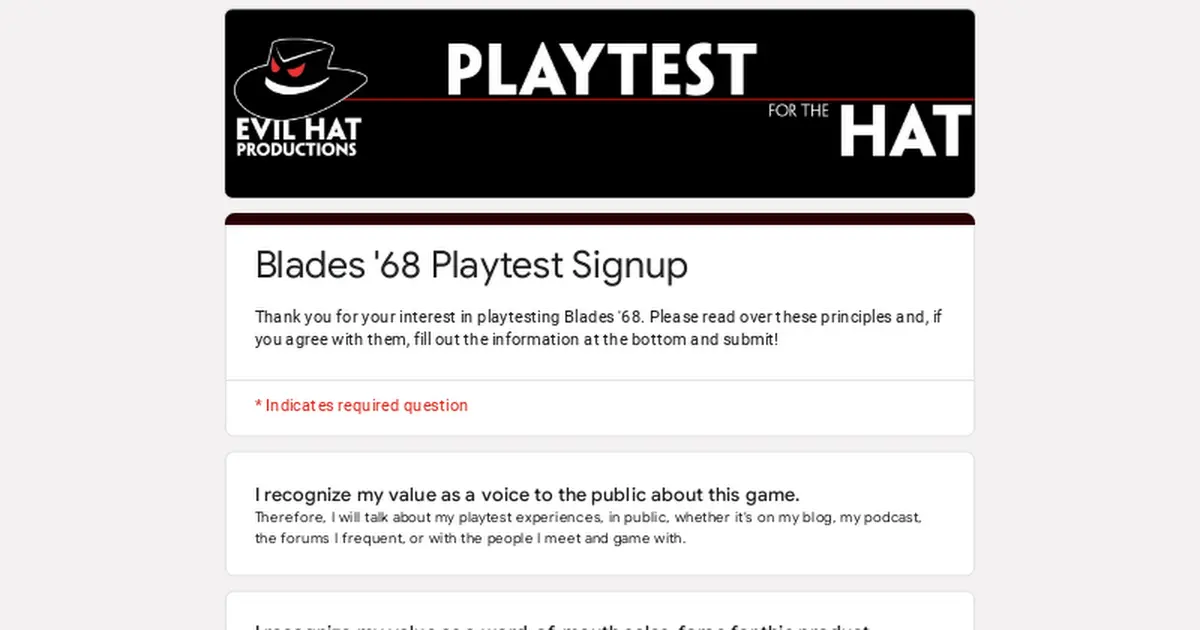 Blades '68 Playtest Signup