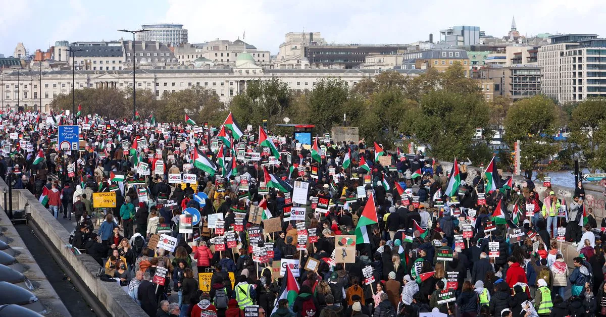 Thousands join pro-Palestinian protest in London to demand Gaza ceasefire