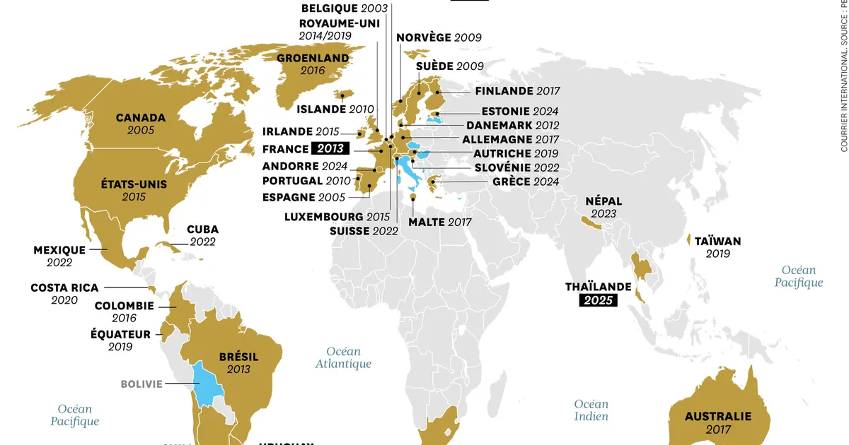 Une carte pour mesurer les avancées du mariage gay à travers le monde