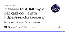 README: sync package count with https://search.nixos.org/packages by Sigmanificient · Pull Request #304444 · NixOS/nixpkgs