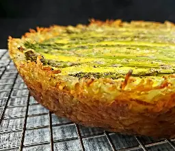 Asparagus Quiche with a Hash Brown Crust