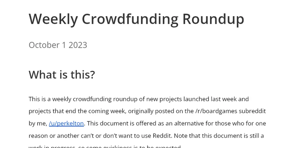 Weekly Crowdfunding Roundup: October 1 2023