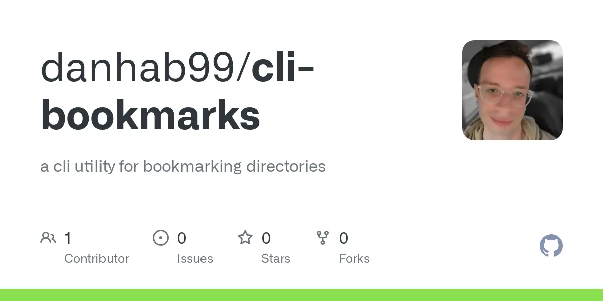 GitHub - danhab99/cli-bookmarks: a cli utility for bookmarking directories