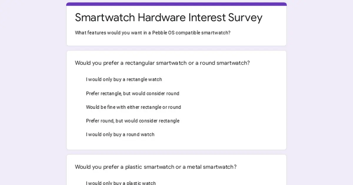 Smartwatch Hardware Interest Survey