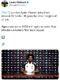 [Whitvell - T1] MUFC confirms signing of Ayden Heaven from Arsenal, 18yo, 1.5m fee, part of Amorim's first team squad.