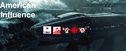 Wave "American Influence" coming towards advanced ship with logos of Fedecan, Pixelfed.ca, Mstdn.ca, CBC and Lemmy