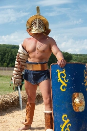 Modern reconstruction of Roman 'Murmillo' gladiator equipment