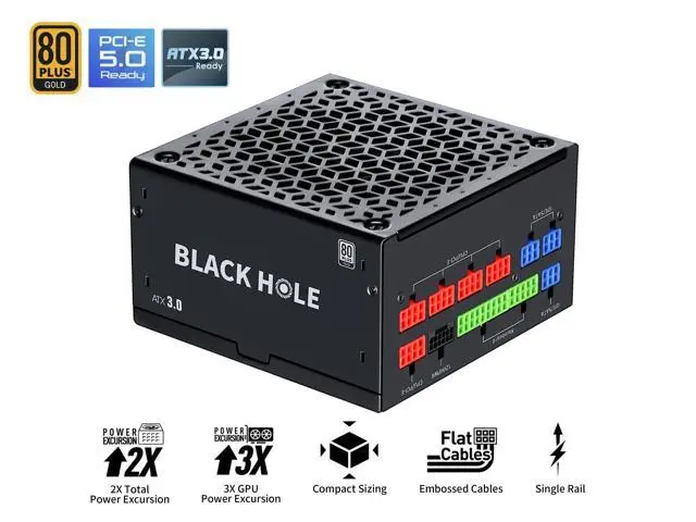 SAMA Black Hole 1200W 80PLUS Gold Power Supply ATX3.0 PCIE 5.0 Full Voltage PSU 12VHPWR Full Modular ECO FDB Silent Fan ATX Gaming Power Supply Support 3090Ti 4070Ti 4080 4090 GPU Black - Newegg.com