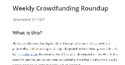 Weekly Crowdfunding Roundup: November 12 2023