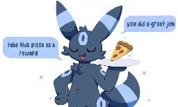 Umbreon Gives Pizza (Art by Apolozorua)