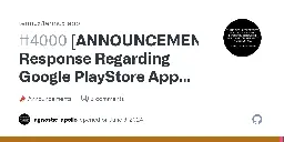 [ANNOUNCEMENT] Response Regarding Google PlayStore App Updates · termux termux-app · Discussion #4000
