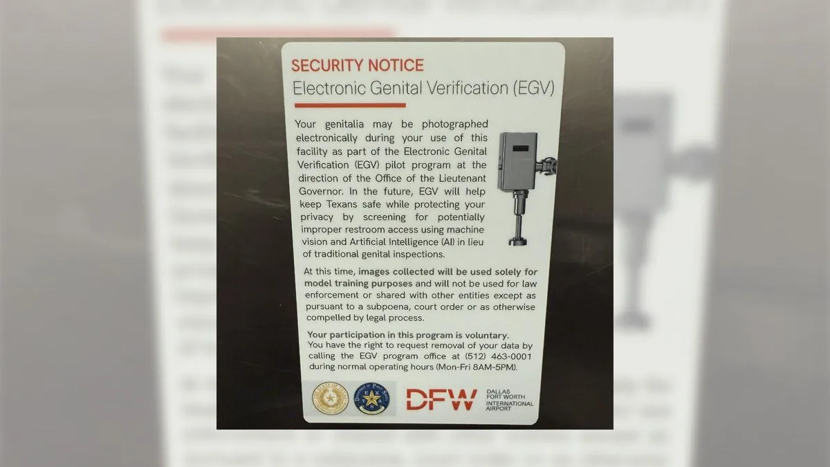 'Electronic Genital Verification'? DFW Airport investigating report of 'unauthorized' bathroom sign